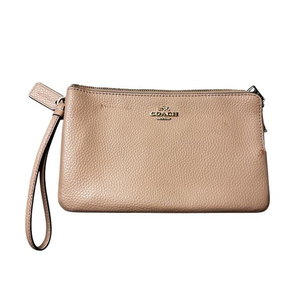 COACH Women's Polished Pebble Small Wristlet Light Beechwood - Picture 10 of 10